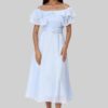 S25FORDR19817P_BLUE.jpg Off Shoulder Blended Fabric Women's Calf Length Dress